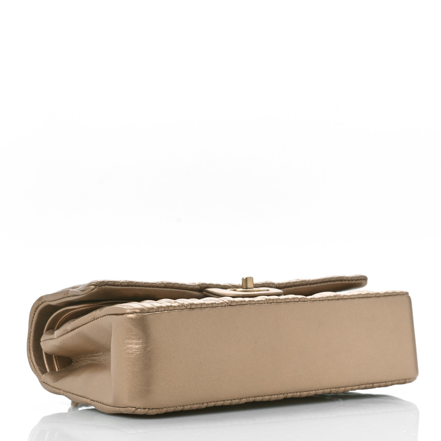 Chanel Metallic Lambskin Plisse Medium Double Flap Gold 4 of 9