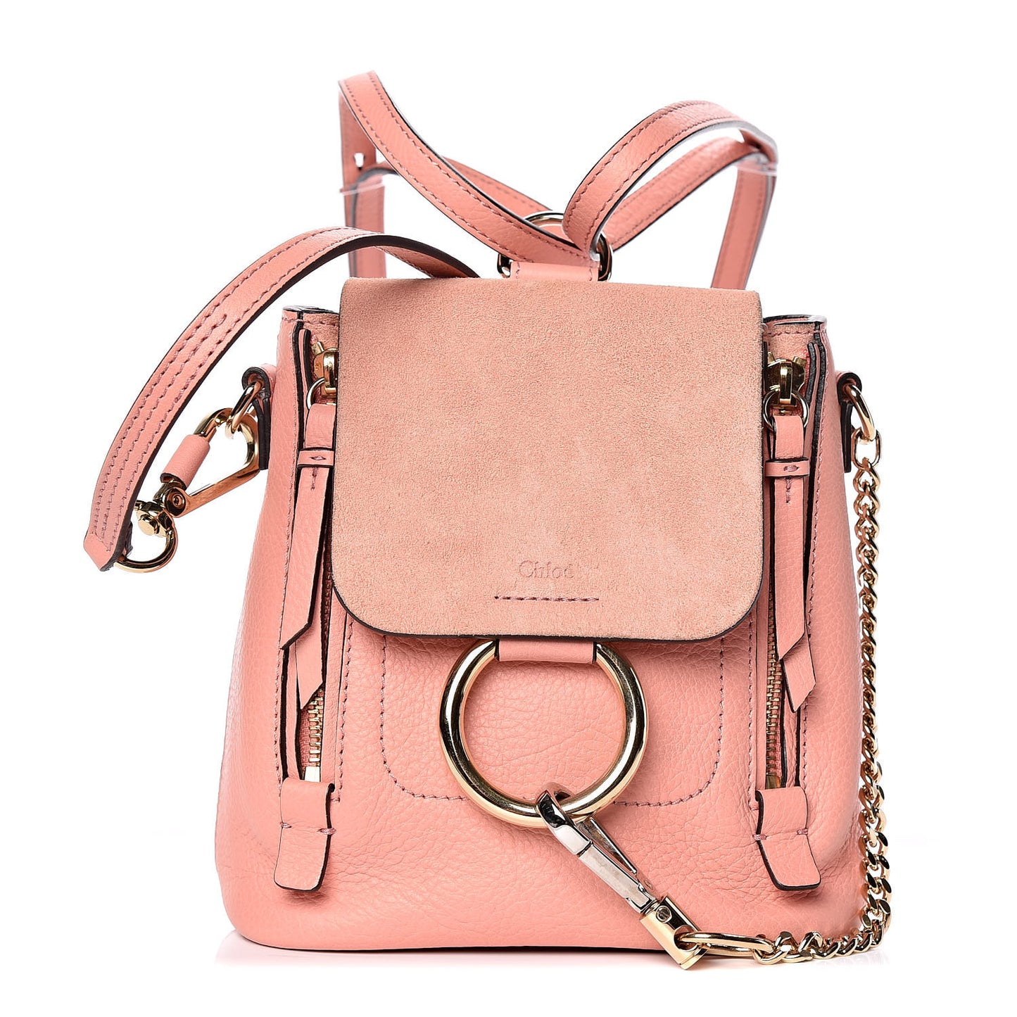 Suede Calfskin Mini Faye Backpack Ideal Blush