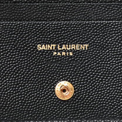 Saint Laurent Grain De Poudre Matelasse Chevron Monogram Card Case Black 7 of 9