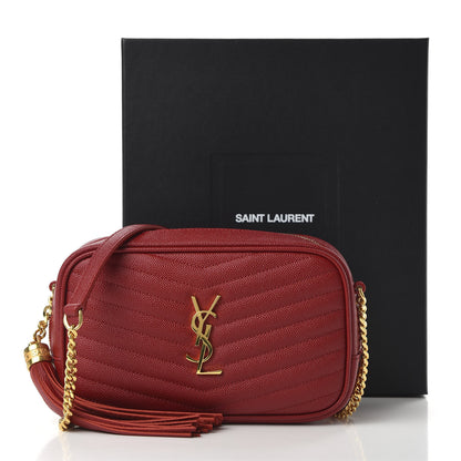 Saint Laurent Grain De Poudre Matelasse Monogram Mini Lou Camera Bag Eros Red 10 of 10