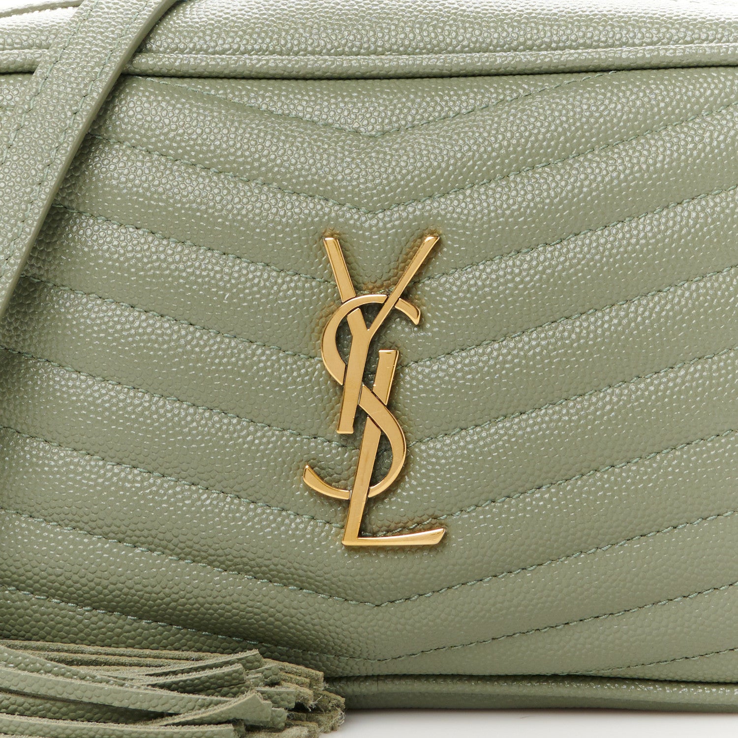 Saint Laurent Grain De Poudre Matelasse Monogram Mini Lou Camera Bag Light Sage 8 of 10