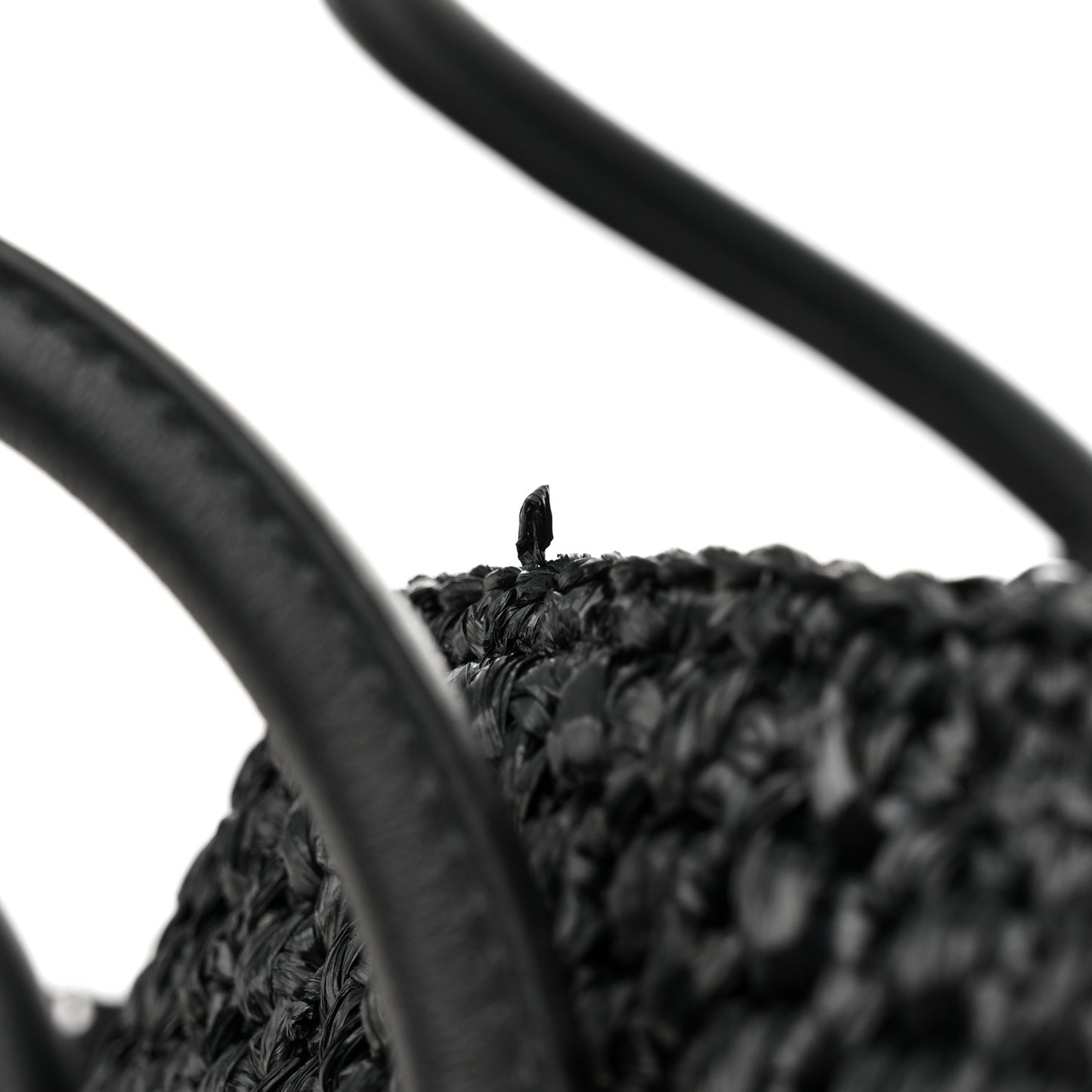 Raffia Calfskin Pipe Bag Black