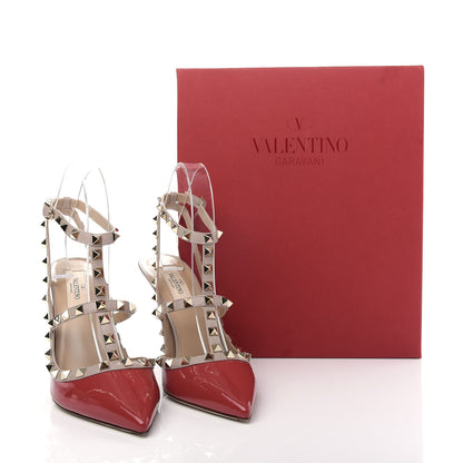 Valentino Garavani Patent Nappa Rockstud Ankle Strap 100mm Pumps 39.5 Rosso Valentino Poudre 10 of 10