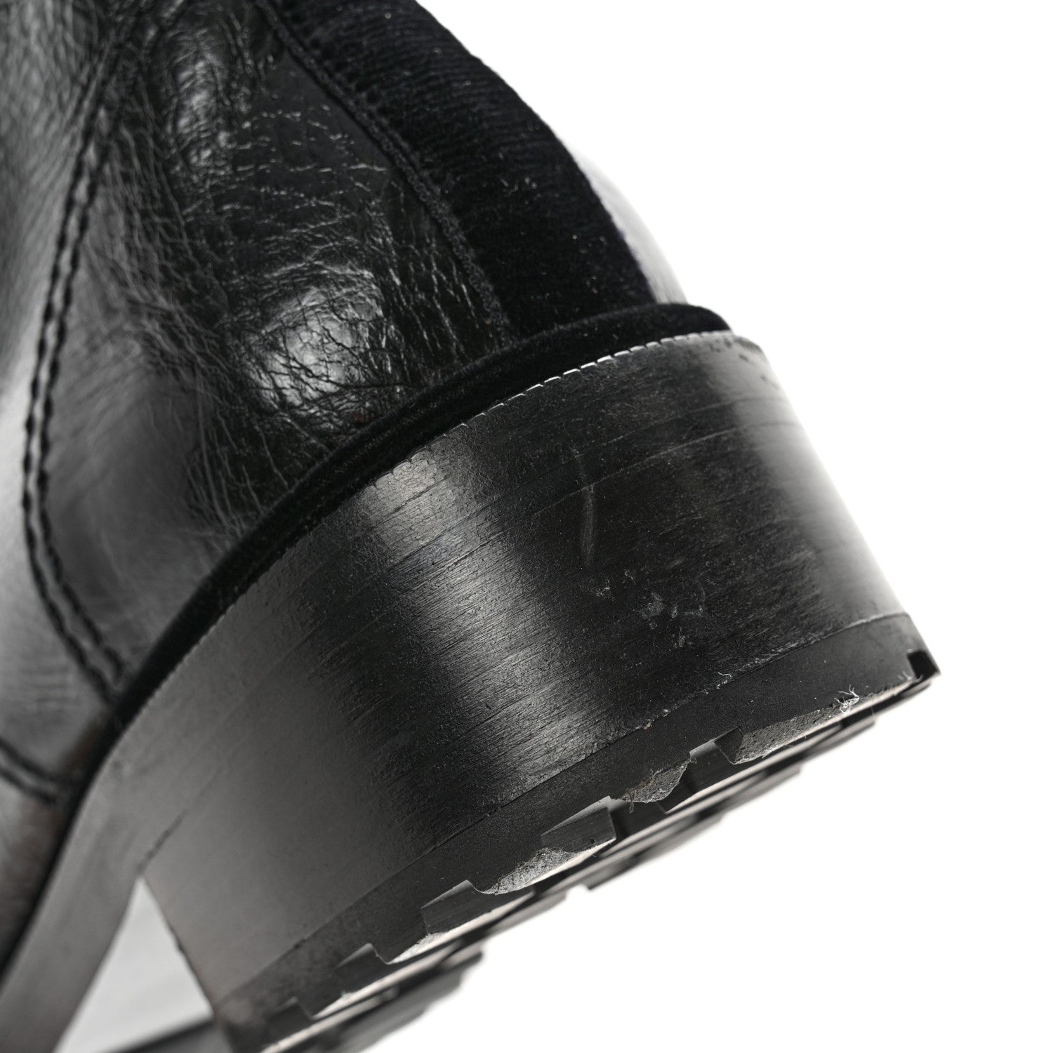 Chanel Shiny Calfskin Velvet Pearl Combat Short Boots 40 Black 12 of 13