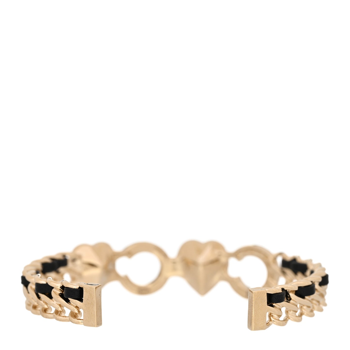 Crystal Pearl Coco Heart Chain Cuff Bracelet M Pink