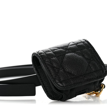 Christian Dior Supple Calfskin Cannage Caro Airpod Pro Case Belt 70 Black 4 of 11