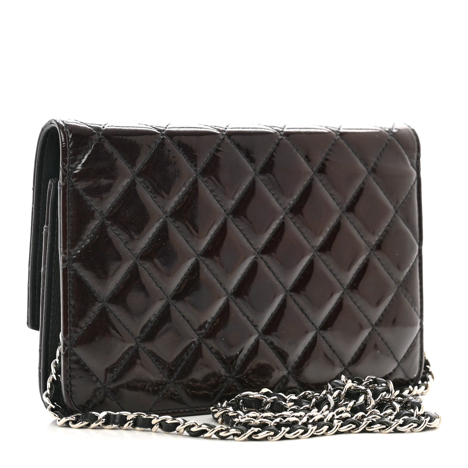 Chanel Patent Quilted Brilliant Wallet On Chain WOC Black 3 of 12