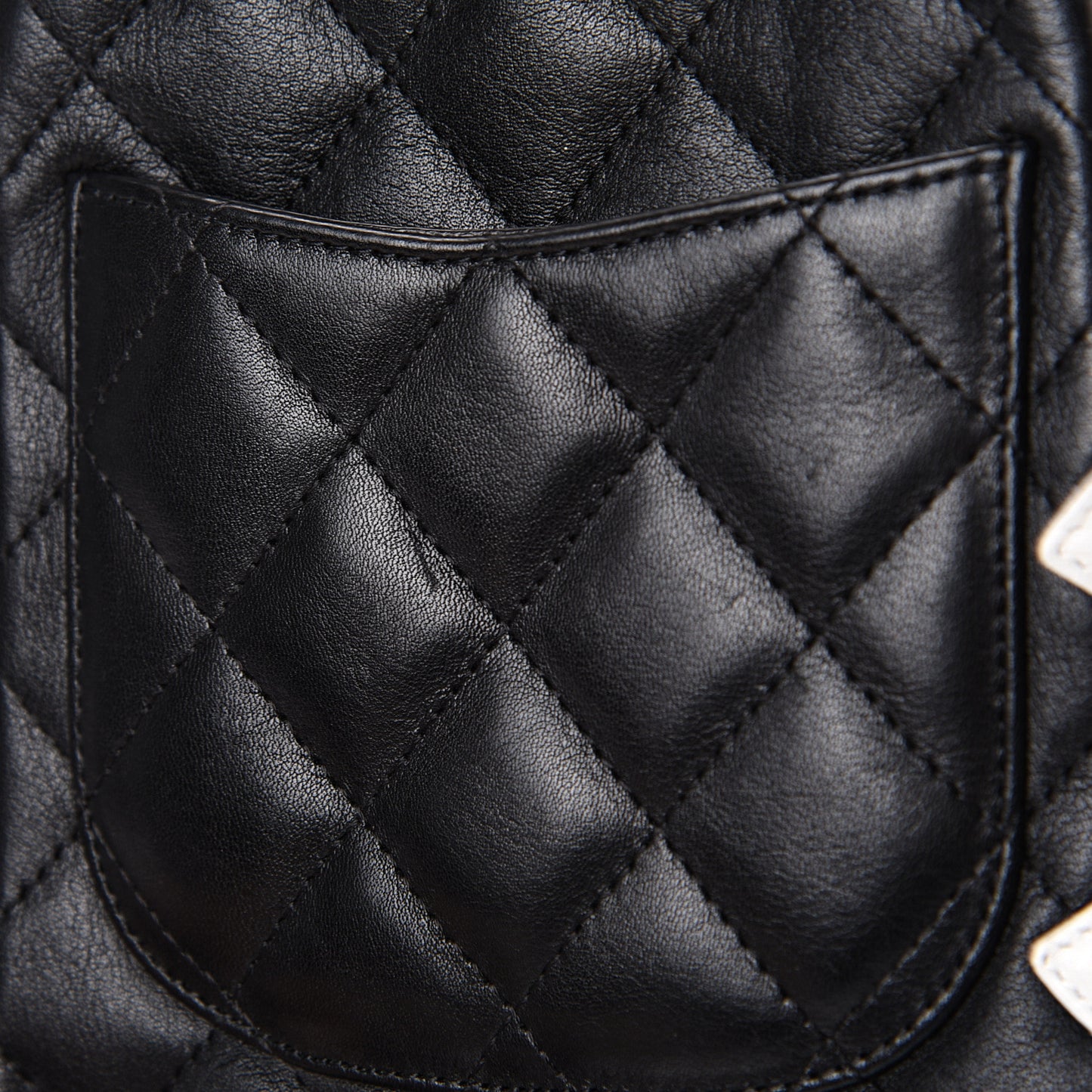 Calfskin Quilted Small Cambon Messenger Black White