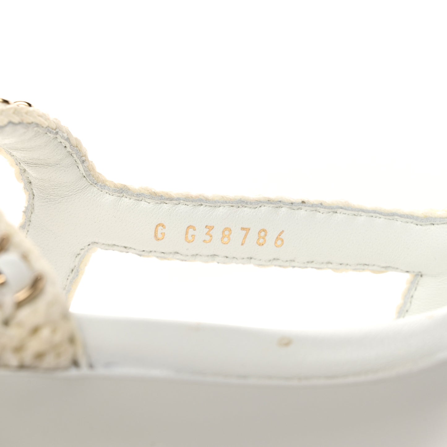 Lambskin CC Chain Braided Sandals 37 White
