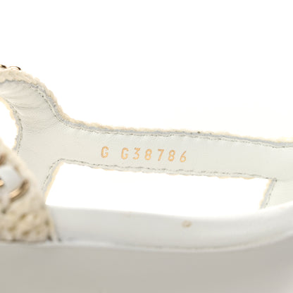Chanel Lambskin CC Chain Braided Sandals 37 White 8 of 11