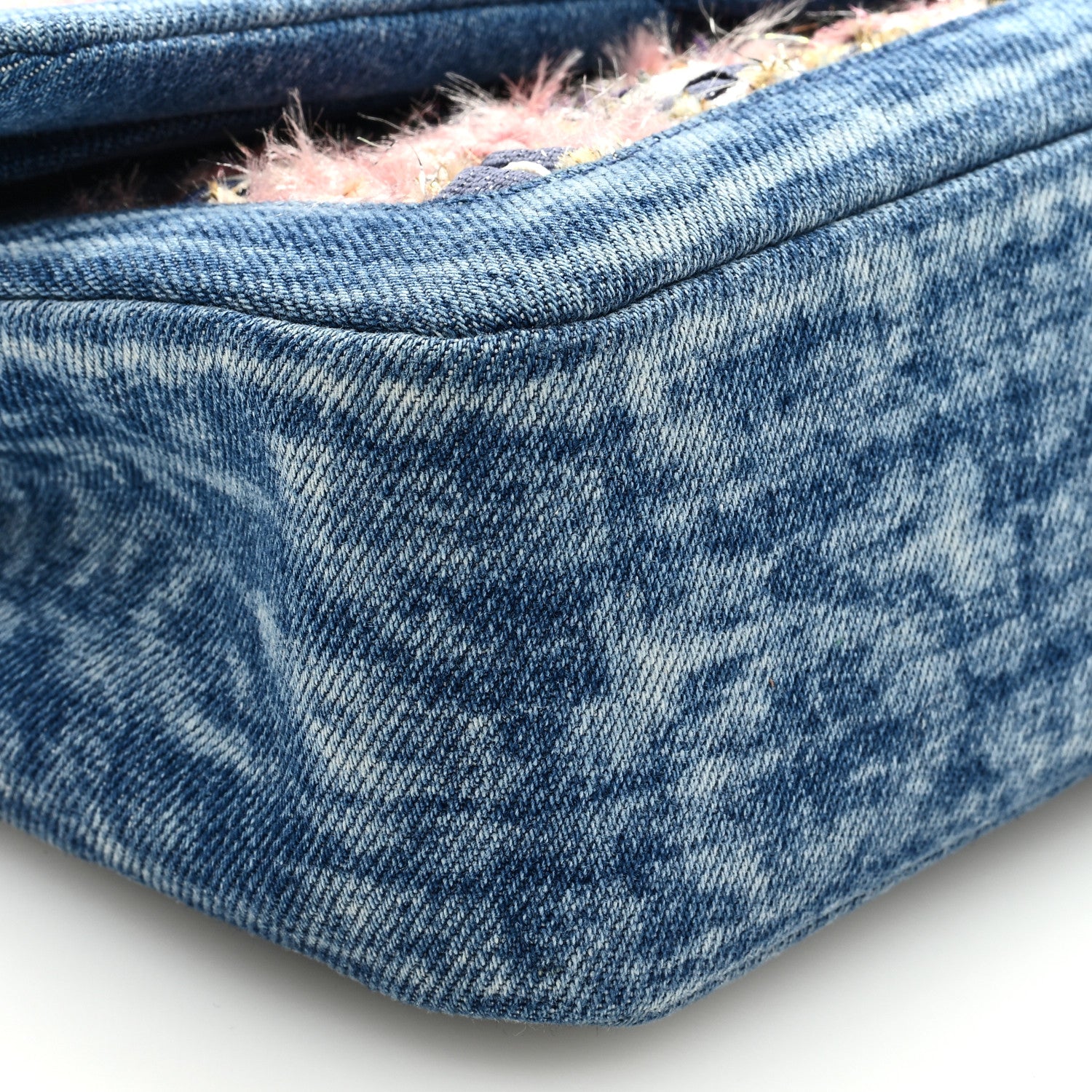 Chanel Denim Tweed Quilted Medium Double Flap Blue 1407771