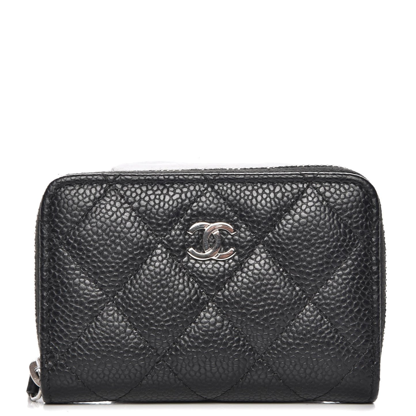Caviar Quilted Zip Coin Purse Black