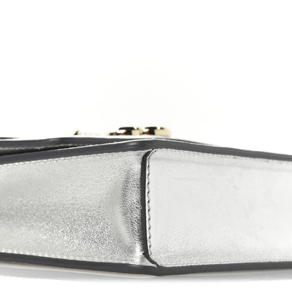 Jimmy Choo Metallic Calfskin Pearl Varenne Crystal Bar Avenue Chain Clutch Silver 8 of 9