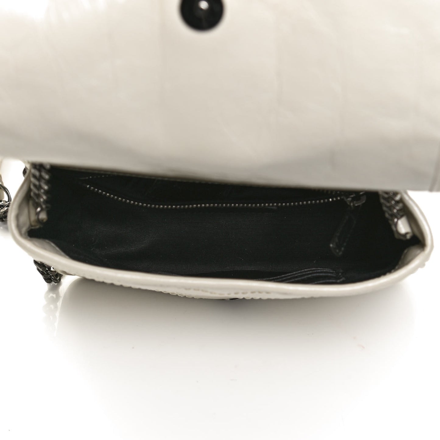 Crinkled Calfskin Matelasse Monogram Niki Chain Wallet Crema Soft