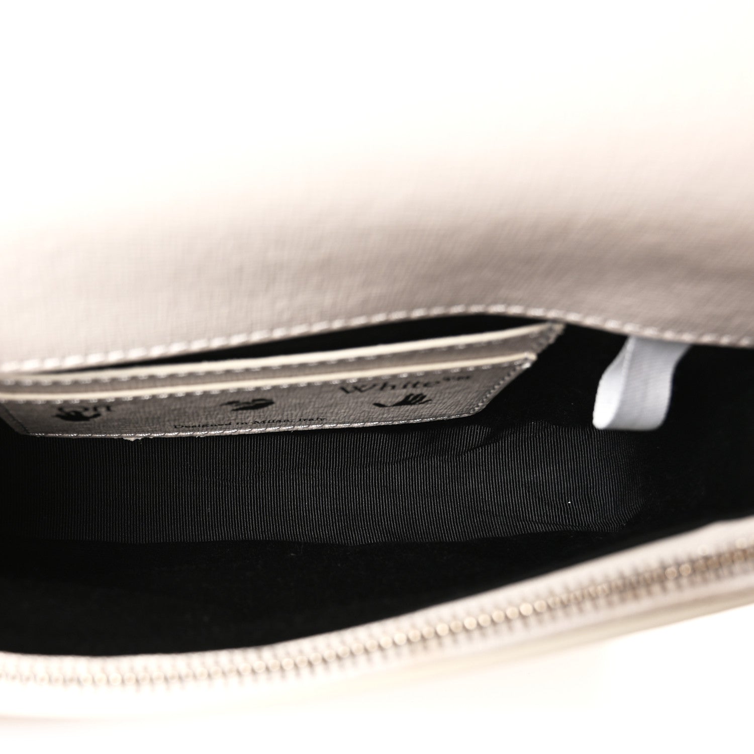 Off-White Saffiano Striped Mini Diag Binder Clip Bag White Black Yellow 5 of 10