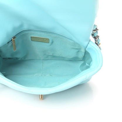 Chanel Shiny Lambskin Quilted Medium Chanel 19 Flap Neon Blue 5 of 10