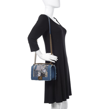 Chanel Denim Patchwork Medium Boy Flap Blue 2 of 10