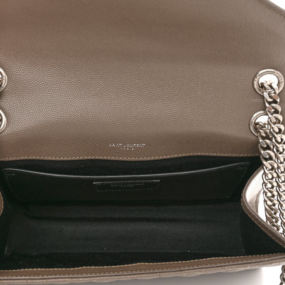 Saint Laurent Grain De Poudre Textured Mixed Matelasse Medium Triquilt Monogram Satchel Dark Beige 5 of 9