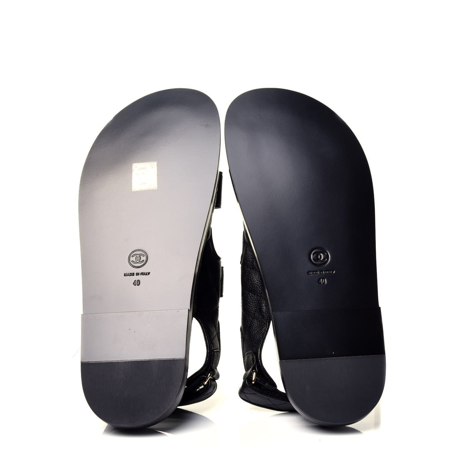 Grained Calfskin Velcro Dad Sandals 40 Black