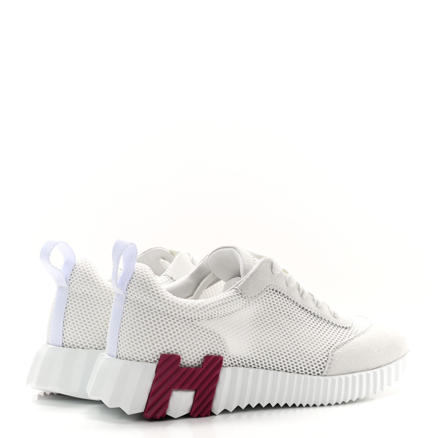 Hermes Air Mesh Suede Goatskin Bouncing Sneakers 36.5 White Orange Pink 4 of 9