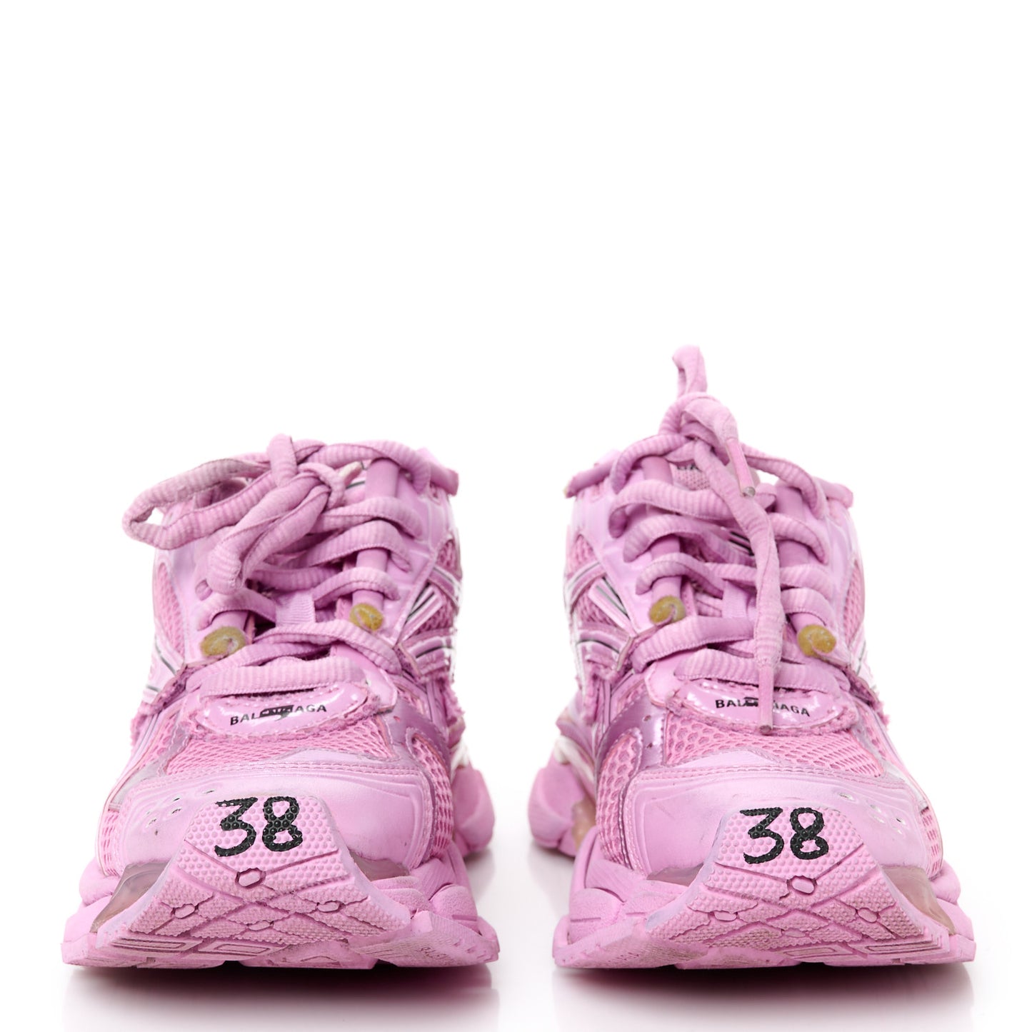 Mesh Rubber Distressed Womens Runner Sneakers 38 Pink