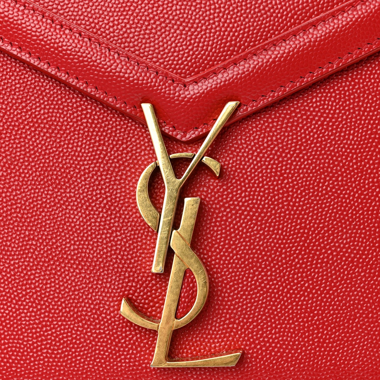 Saint Laurent Grain De Poudre Monogram Cassandra Clasp Bag Red 11 of 14