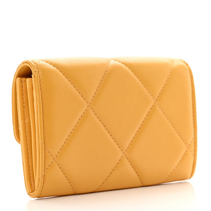 Chanel Lambskin Quilted Chanel 19 Flap Card Holder Yellow 3 of 9