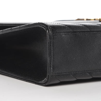 Saint Laurent Grain De Poudre Matelasse Chevron Large Monogram Satchel Black 9 of 10