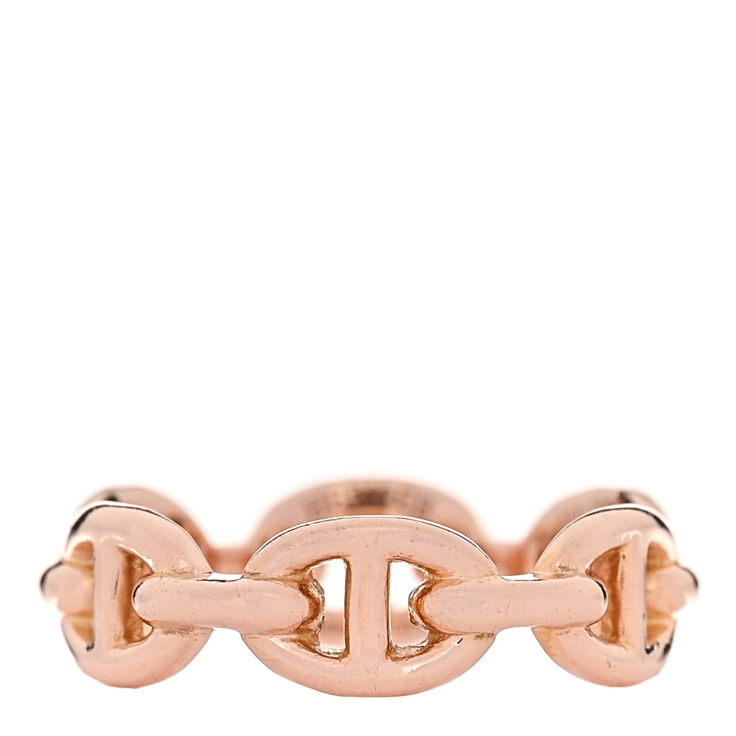 Hermes 18K Rose Gold PM Chaine d'Ancre Enchainee Ring 52 6 1 of 5