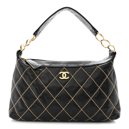 Chanel Calfskin Wild Stitch Hobo Black 1 of 16