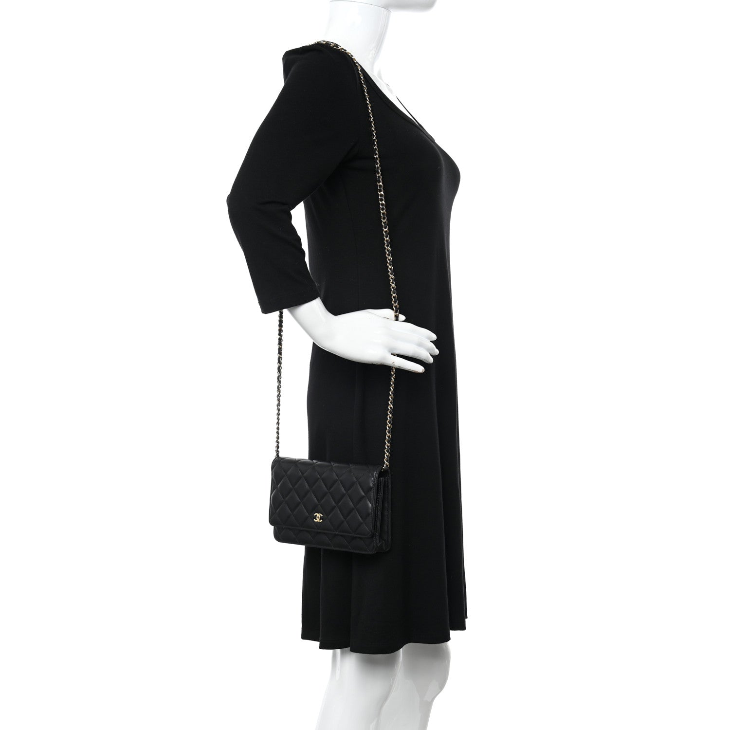 Chanel Lambskin Quilted Wallet On Chain WOC Black 3 of 13