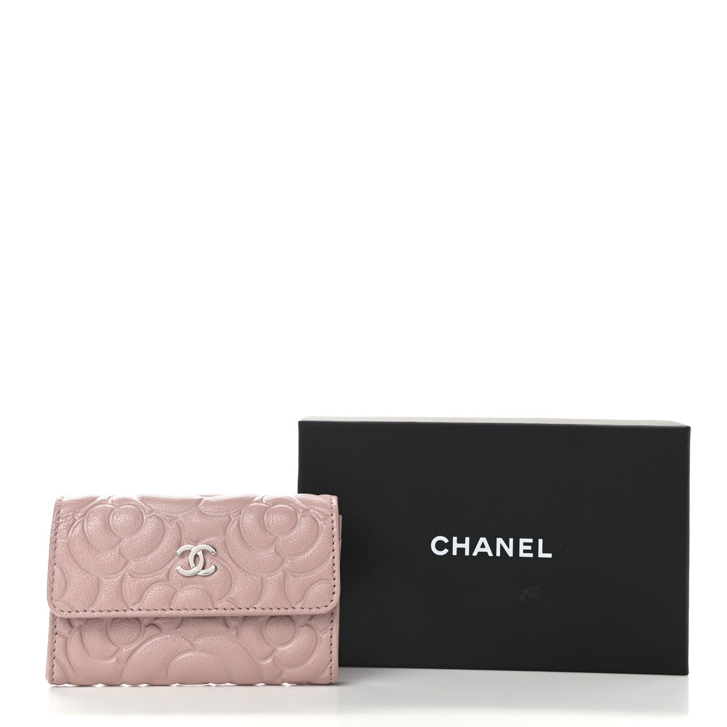 Chanel Goatskin Camellia Embossed Card Holder Wallet Light Pink 9 of 9