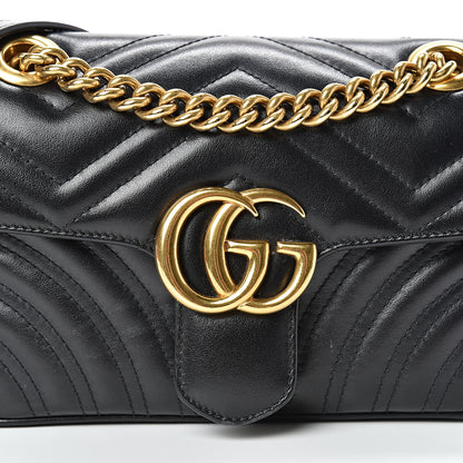 Gucci Calfskin Matelasse Mini GG Marmont Shoulder Bag Black 7 of 14