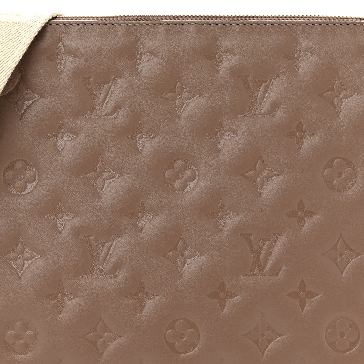 Louis Vuitton Lambskin Embossed Monogram Coussin MM Taupe 7 of 9