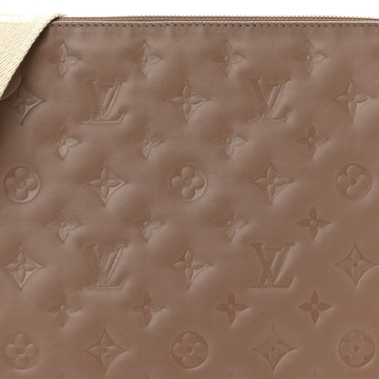 Louis Vuitton Lambskin Embossed Monogram Coussin MM Taupe 7 of 9