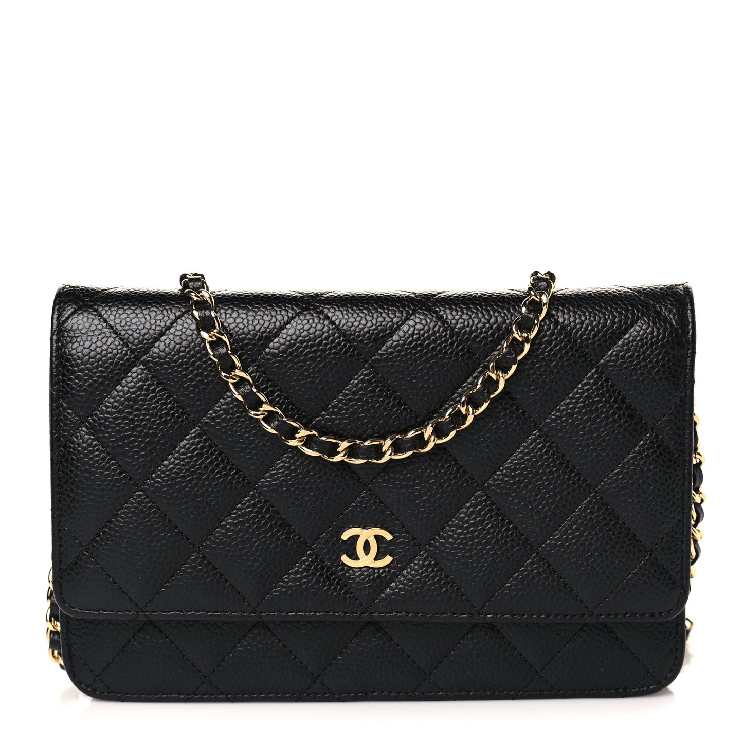 Caviar Quilted Wallet on Chain WOC Black