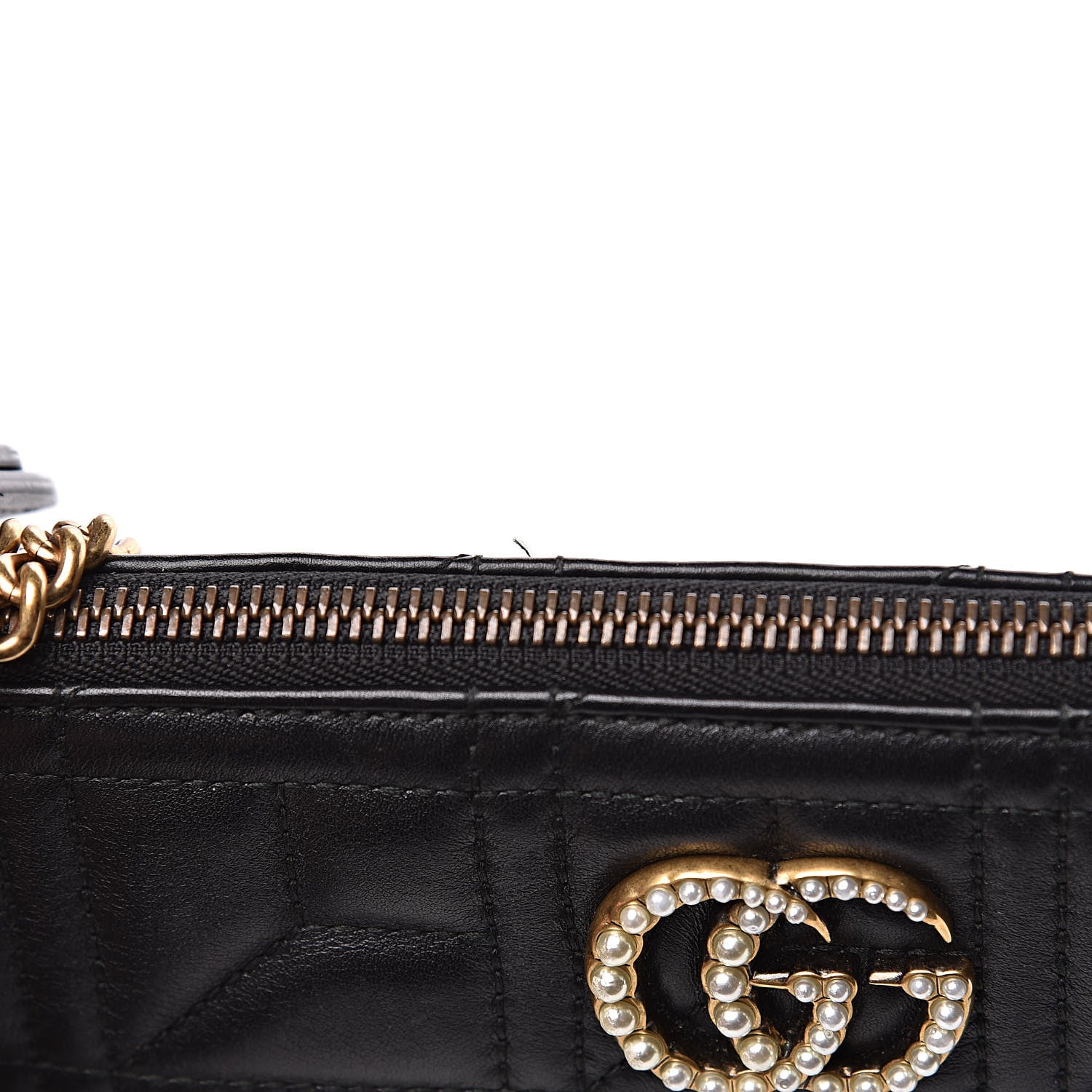Gucci Calfskin Matelasse Mini Pearly GG Marmont Chain Bag Black 14 of 14