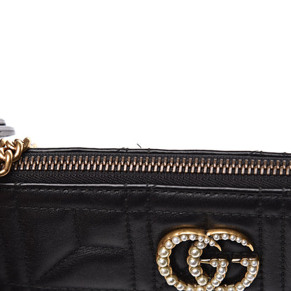 Gucci Calfskin Matelasse Mini Pearly GG Marmont Chain Bag Black 14 of 14
