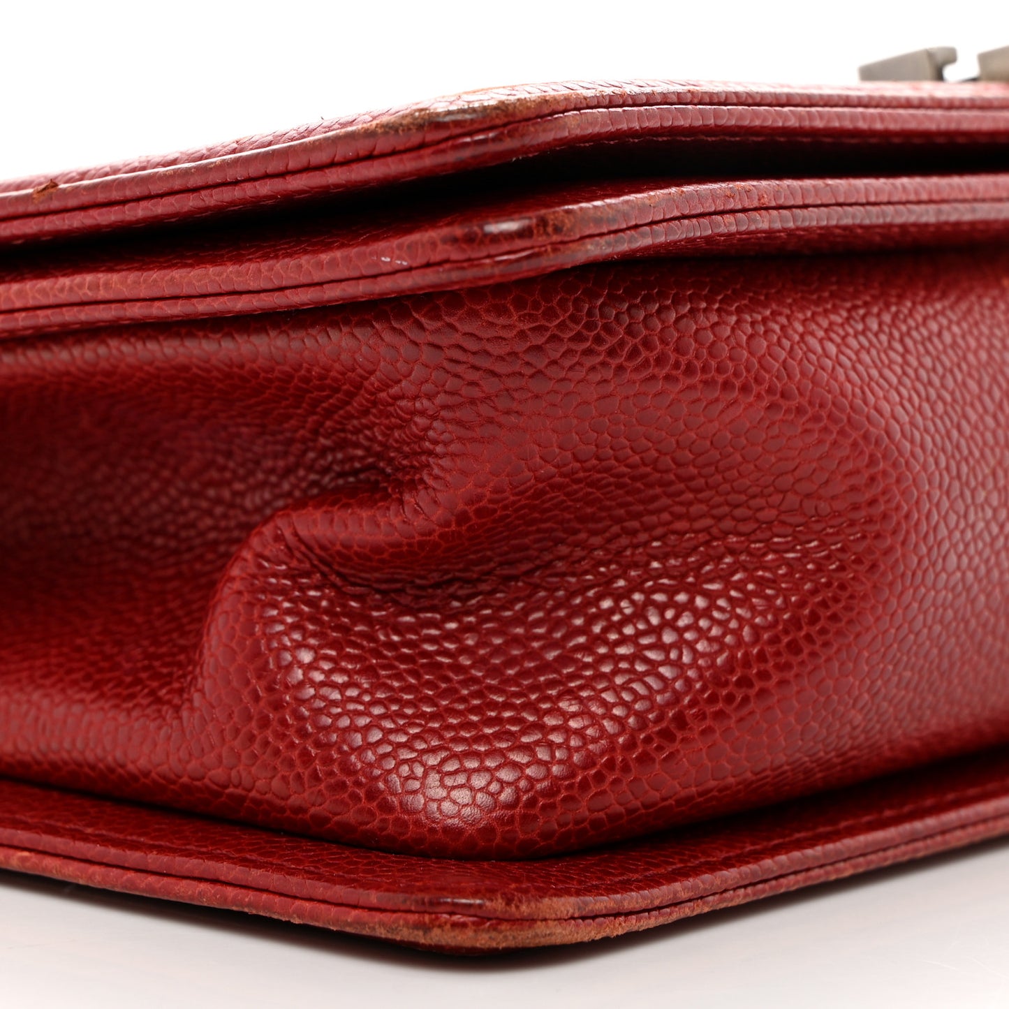 Caviar Quilted Medium Boy Flap Dark Red