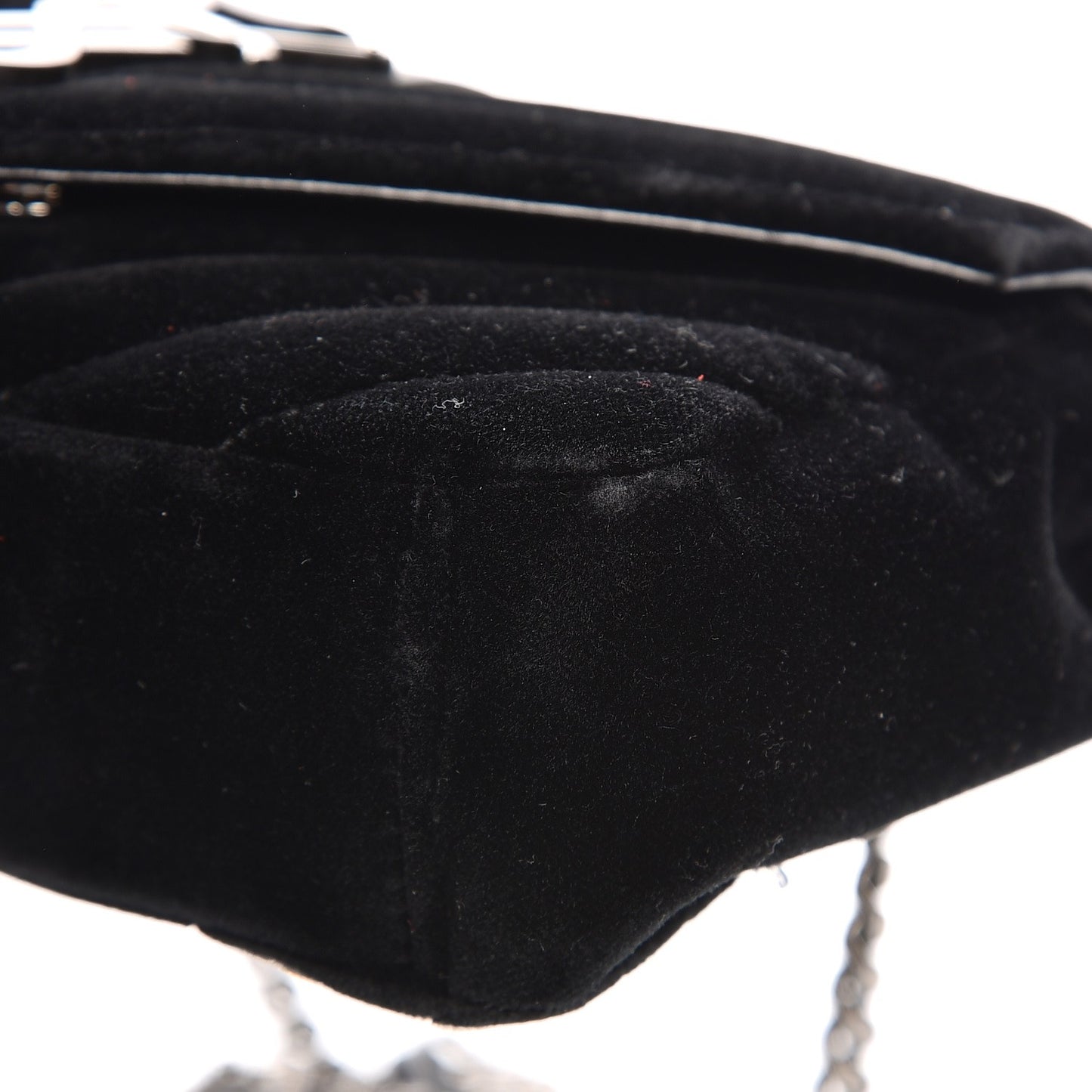 Velvet Matelasse Chevron Monogram Classic Baby Chain Bag Black