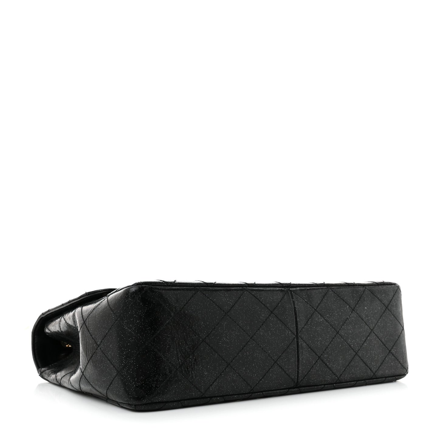 Patent Quilted Sparkle Glitter Jumbo Single Flap Black