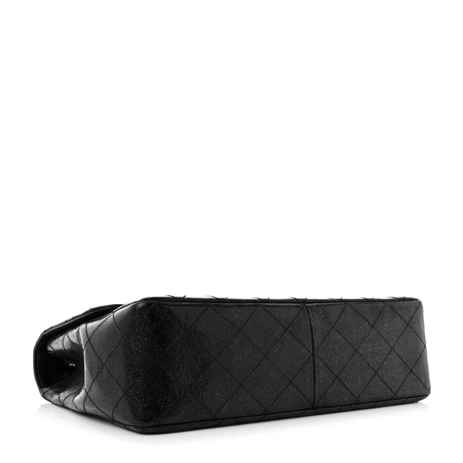 Chanel Patent Quilted Sparkle Glitter Jumbo Single Flap Black 4 of 13