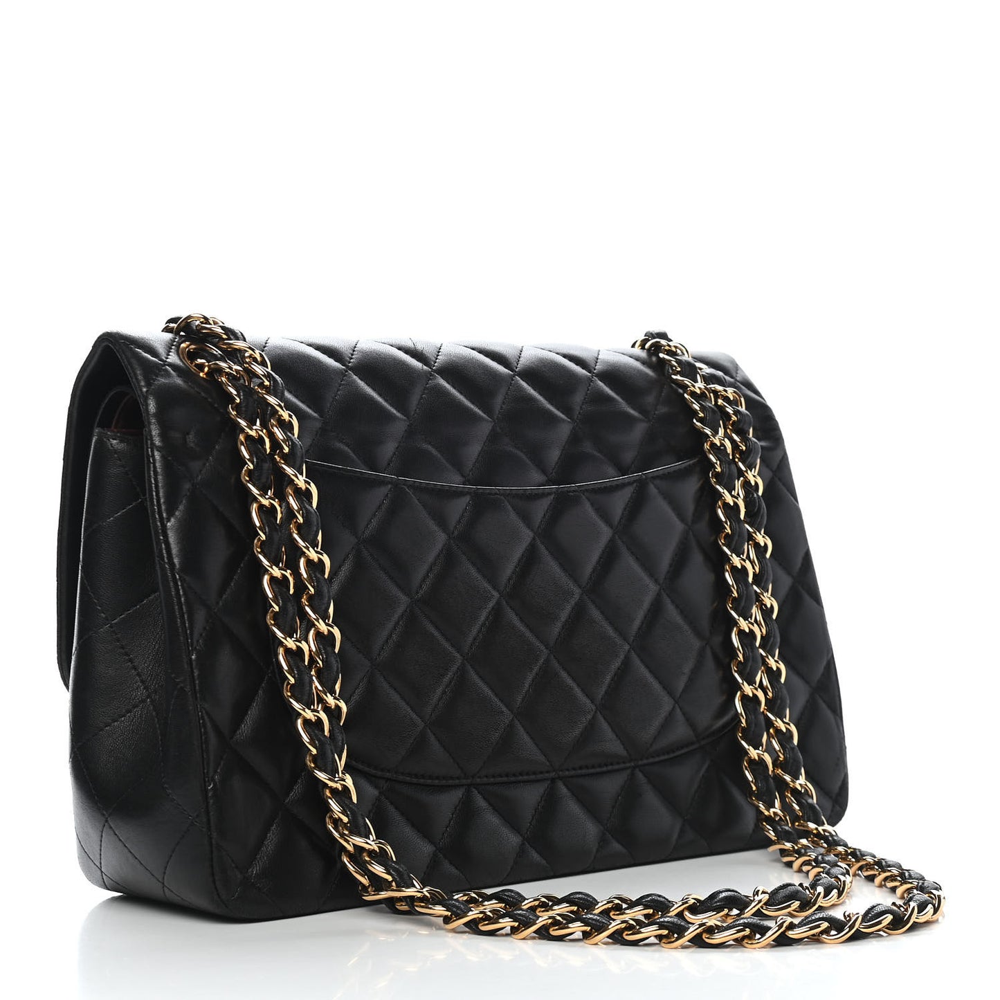 Lambskin Quilted Jumbo Double Flap Black