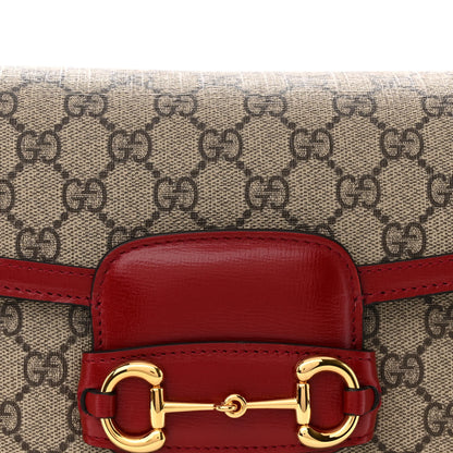 Gucci GG Supreme Monogram Azalea Calfskin Horsebit 1955 Shoulder Bag Beige Ebony New Cherry Red 9 of 14
