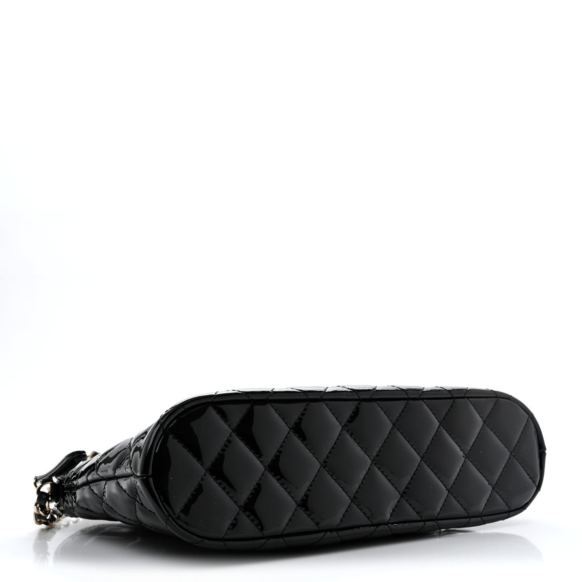 Patent Quilted Shiny Coco Small Shopping Bag Black