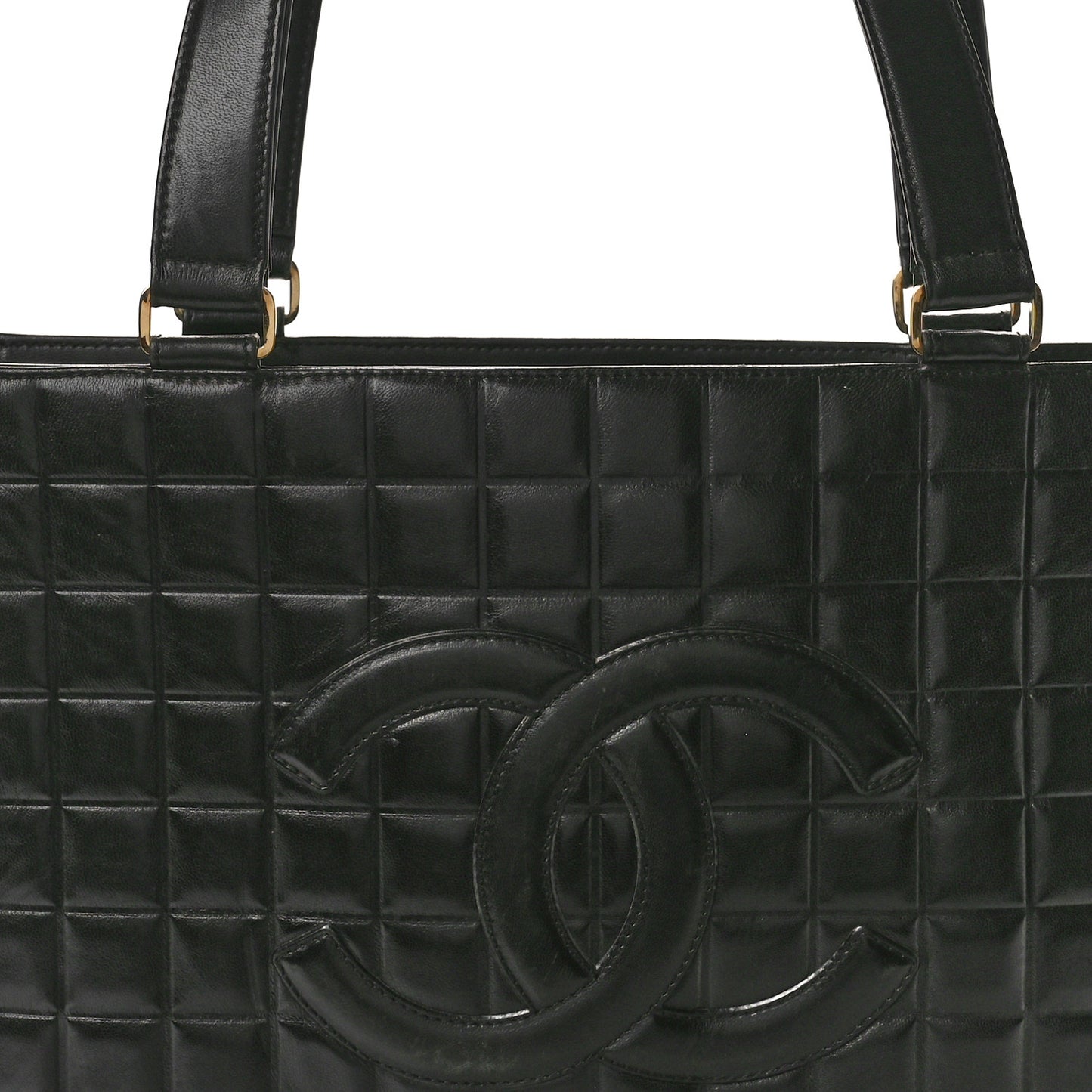 Lambskin Quilted Chocolate Bar Large Tote Black
