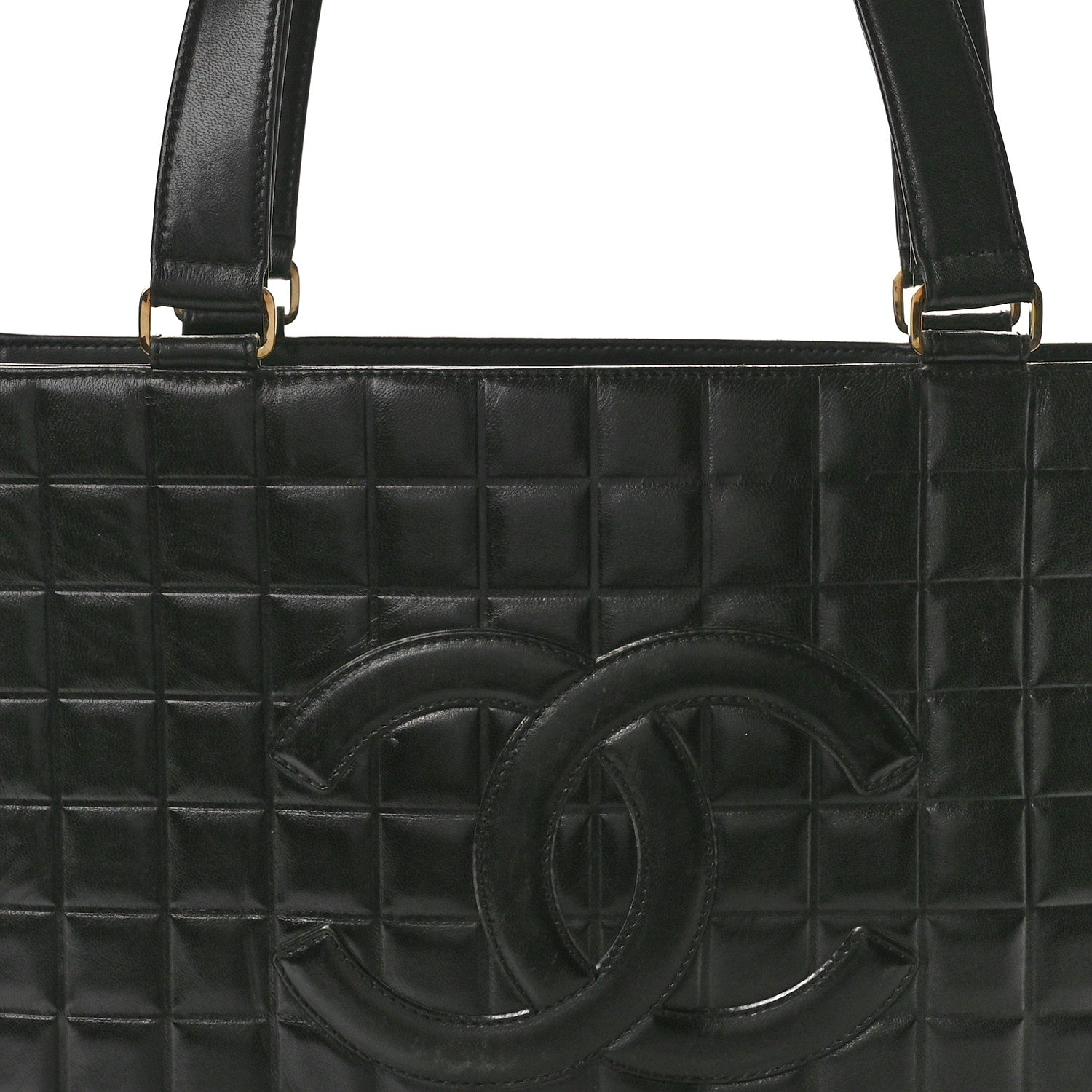 Chanel Lambskin Quilted Chocolate Bar Large Tote Black 8 of 17
