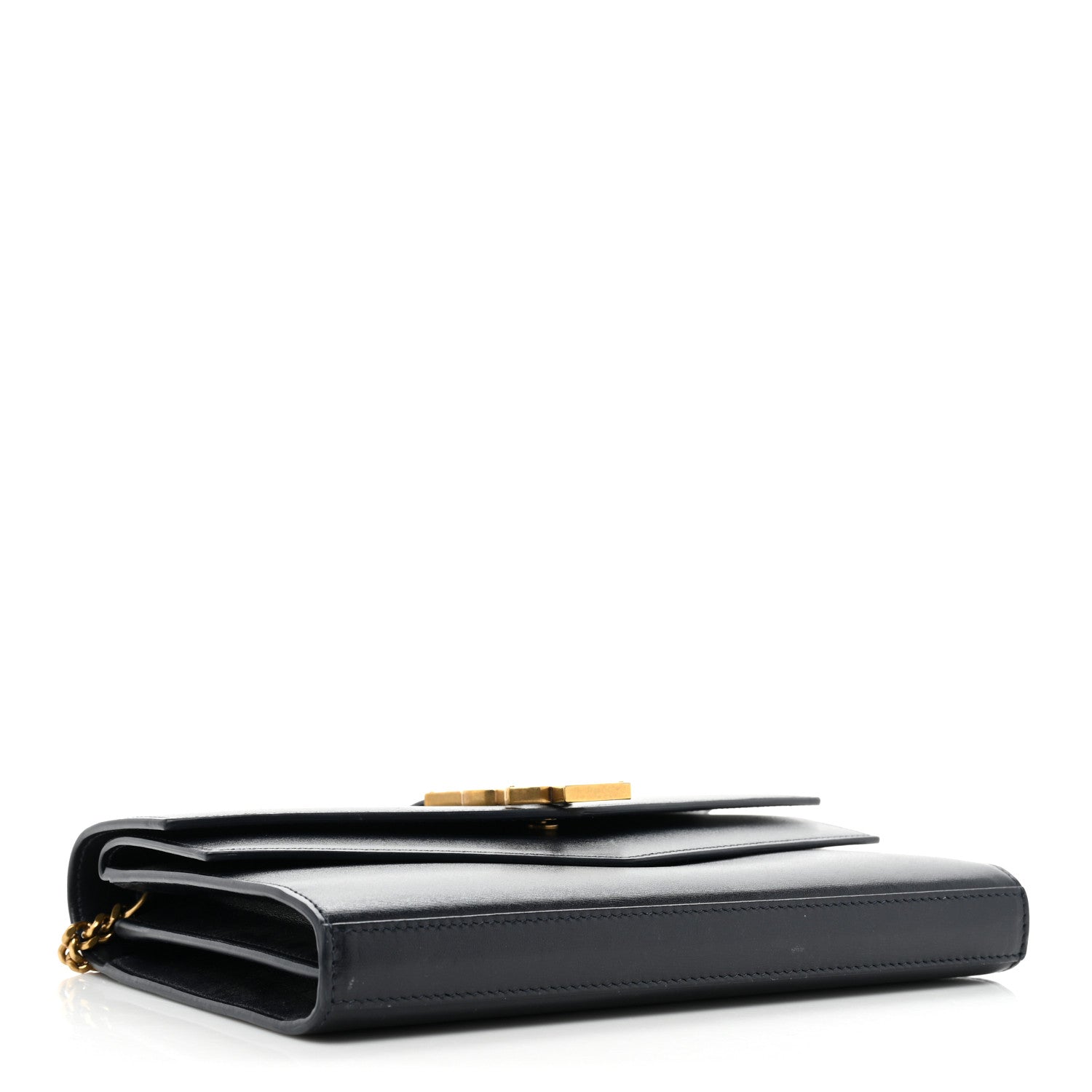 Saint Laurent Smooth Calfskin Monogram Sulpice Chain Wallet Navy 4 of 17