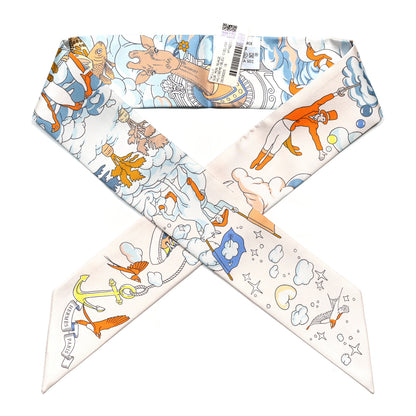 Hermes Silk Sur Mon Nuage Twilly Creme Bleu Ciel Orange 1 of 4