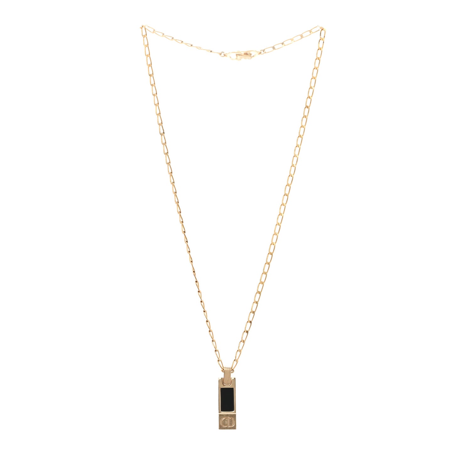Metal CD Bar Necklace Gold Black
